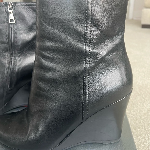Prada Black Leather Wedge Boots ankle 39.5 excellent condition - Picture 7 of 14